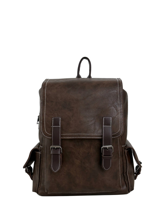 Authentic Leather Tactile Feel Retro Campus Outdoor Travel Backpack